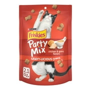 Purina Friskies Cat Treats, Party Mix Gravy-licious Crunch Chicken and Gravy Flavors