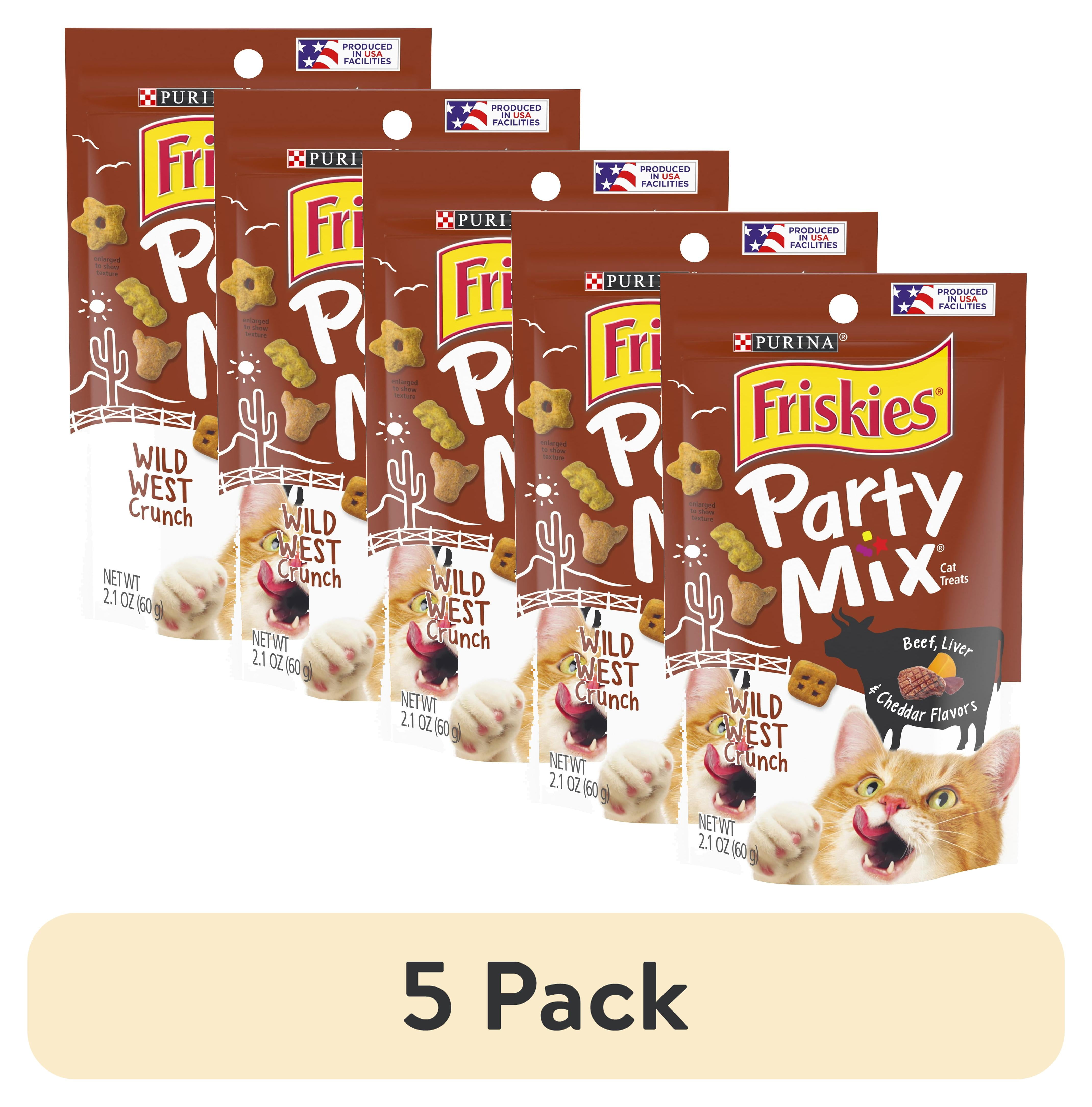 (5 pack) Purina Friskies Cat Treats, Party Mix Wild West Crunch, 2.1 oz