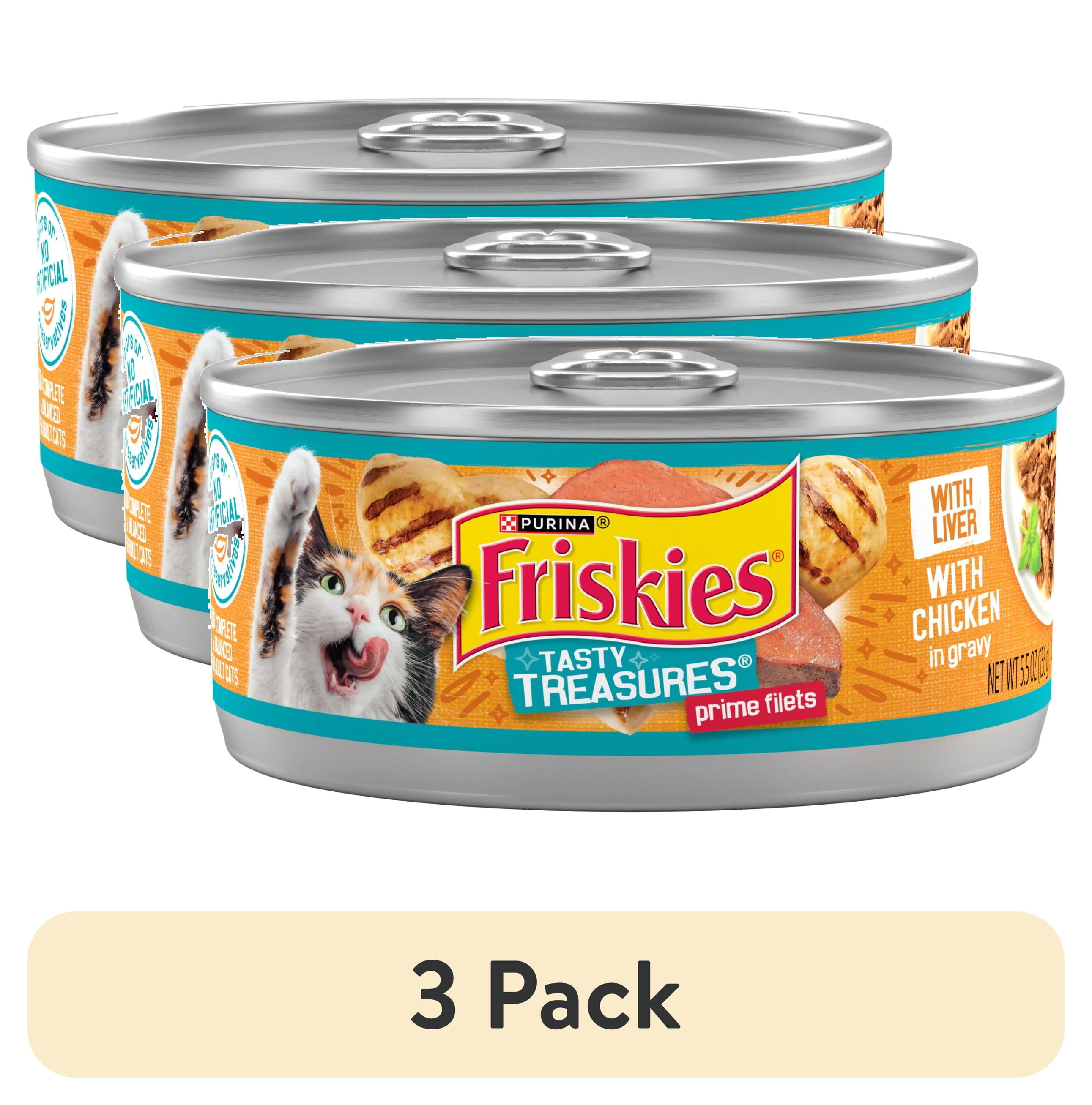 (3 pack) Purina Friskies Chicken and Liver, Wet Cat Food, 5.5 oz Cans