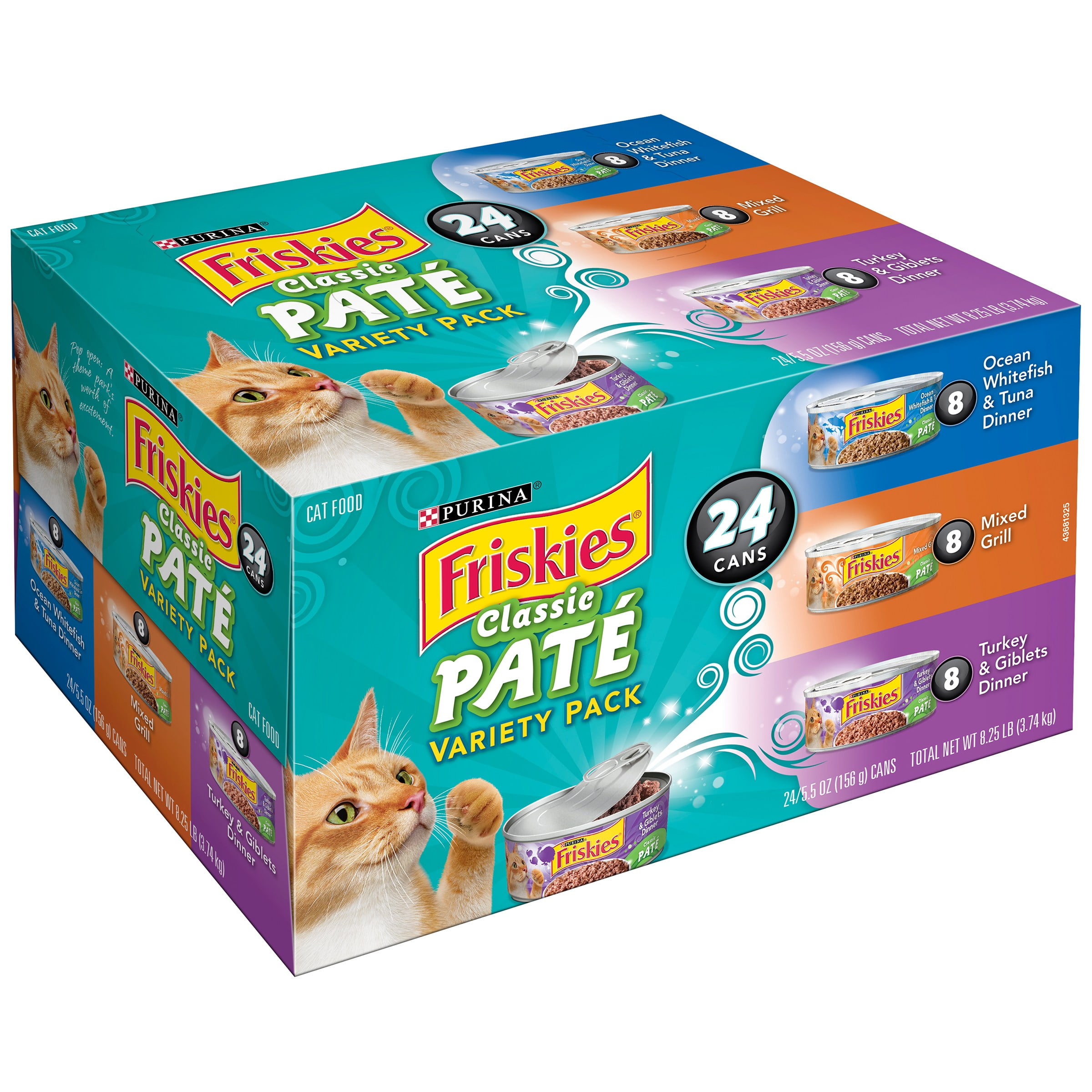Purina Friskies Classic Pate Wet Cat Food Variety Pack, 5.5 oz Cans (24 Pack)