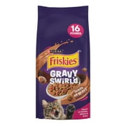 Purina Friskies Gravy Swirlers Dry Cat Food Flavors of Chicken, Salmon and Gravy, 16 lb. Bag