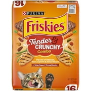 Purina Friskies Dry Cat Food, High Protein Tender & Crunchy Combo, 16 lb Bag