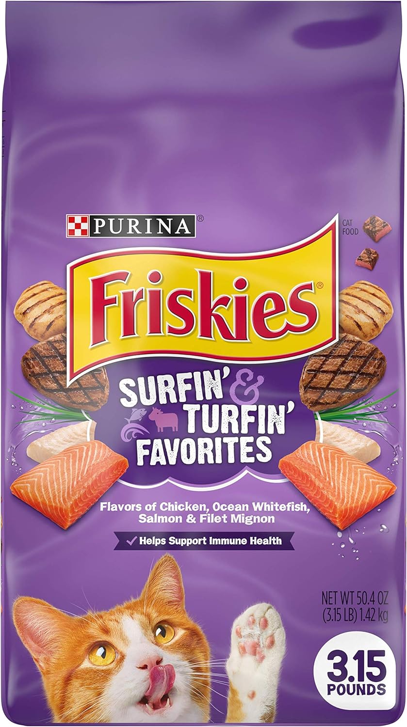 Purina Friskies Dry Cat Food, Surfin' & Turfin' Favorites (4) 3.15 lb