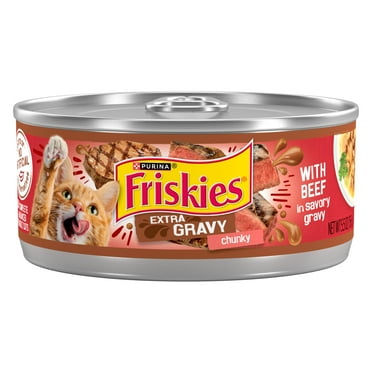 Purina Friskies Extra Chunky Gravy, Soft Beef, Wet Cat Food, 5.5 oz Cans, 24 Pack