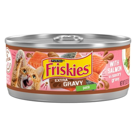 Purina Friskies Extra Gravy Pate With Salmon, Wet Cat Food, 5.5 oz Cans, 24 Pack