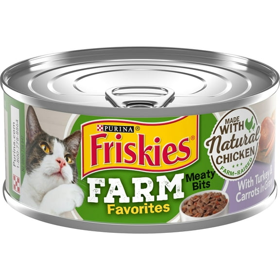 Purina Friskies Farm Favorites Meaty Bits, Turkey, Wet Cat Food, 5.5 oz Cans, 24 Pack