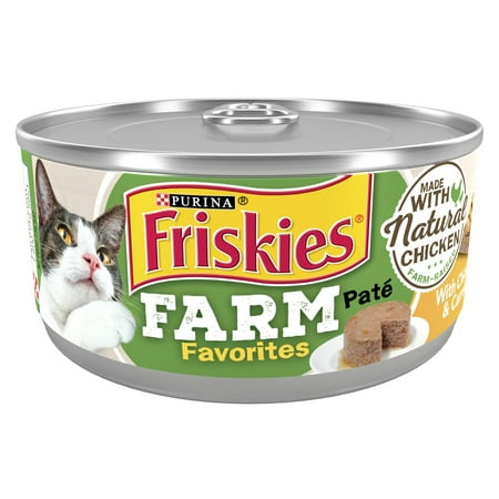 Purina Friskies Farm Favorites Pate, Chicken Carrot, Wet Cat Food, 5.5 oz Cans, 24 Pack