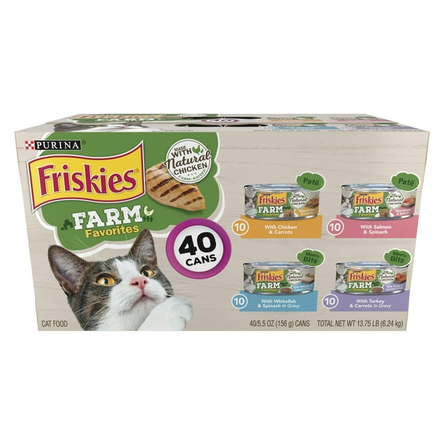 Purina Friskies Farm Favorites Wet Cat Food Variety Pack, 5.5 oz Cans ...