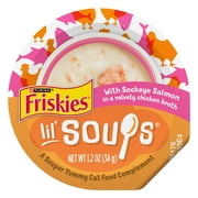 Purina Friskies Grain Free Lickable Cat Food Toppers Lil’ Soups With Sockeye Salmon in Chicken Broth