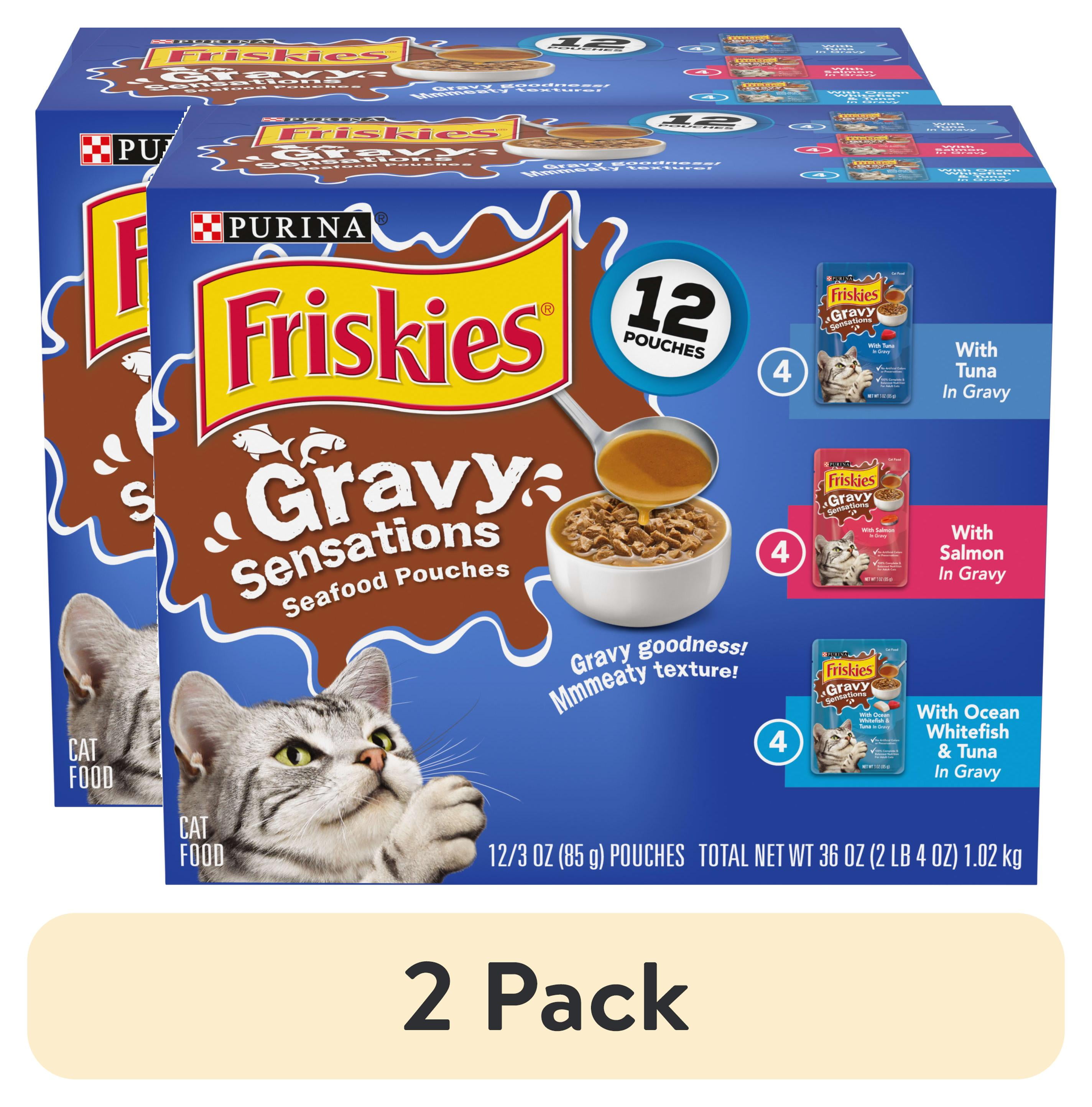 (2 pack) Purina Friskies Gravy Sensations Seafood Pouches, Wet Cat Food