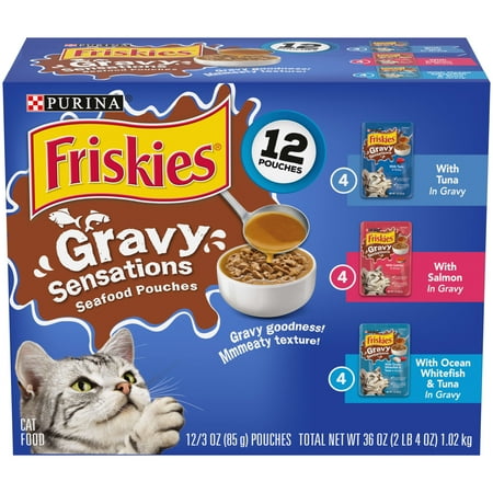 Purina Friskies Gravy Sensations Seafood Pouches, Wet Cat Food Variety Pack