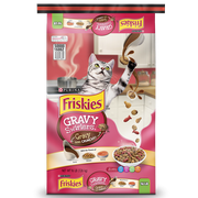 Purina Friskies Gravy Swirlers Dry Cat Food for Adult Cats & Kittens, Chicken & Salmon, 16 lb Bag