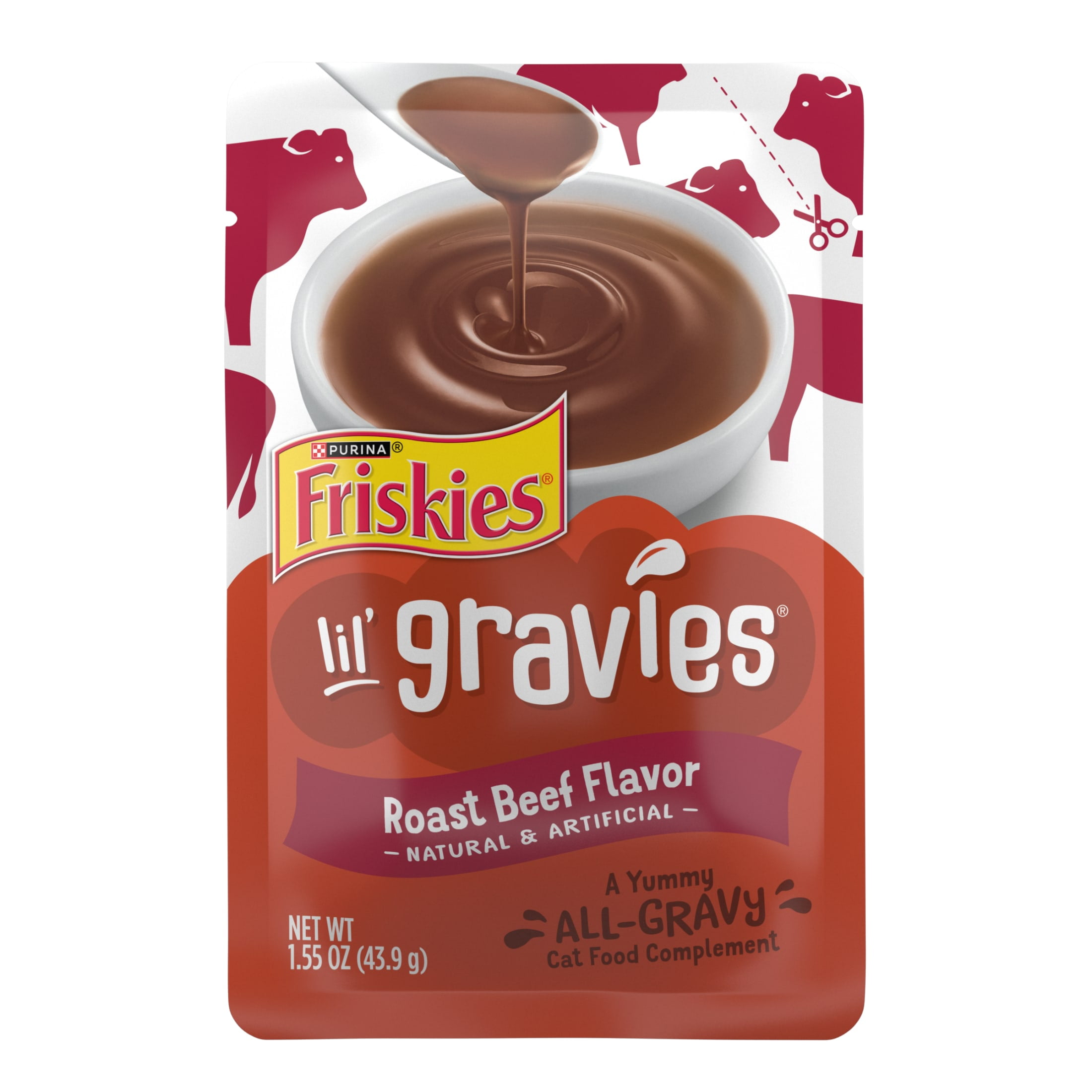 Purina Friskies Lil Gravies, Roast Beef Flavor Gravy, Wet Cat Food, 1.55 oz. Pouch
