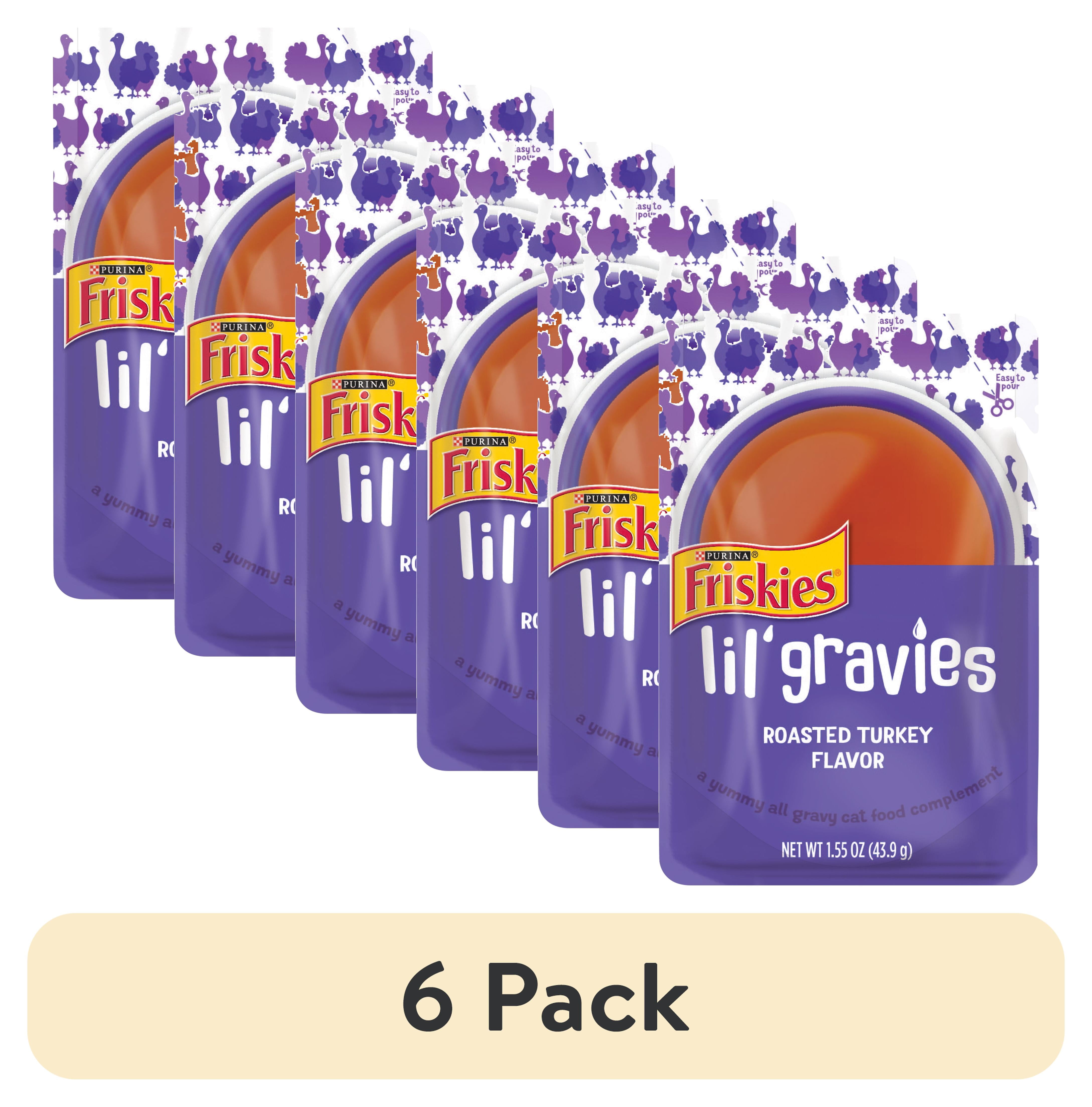 (6 pack) Purina Friskies Lil' Gravies Gravy Wet Cat Food, Soft Roasted
