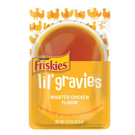 (6 pack) Purina Friskies Lil Gravies Roasted Chicken Flavor Gravy, Wet Cat Food, 1.55 oz. Pouch