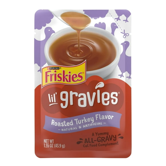 Purina Friskies Lil Gravies, Roasted Turkey Flavor Gravy, Wet Cat Food, 1.55 oz. Pouch (16 Pack)