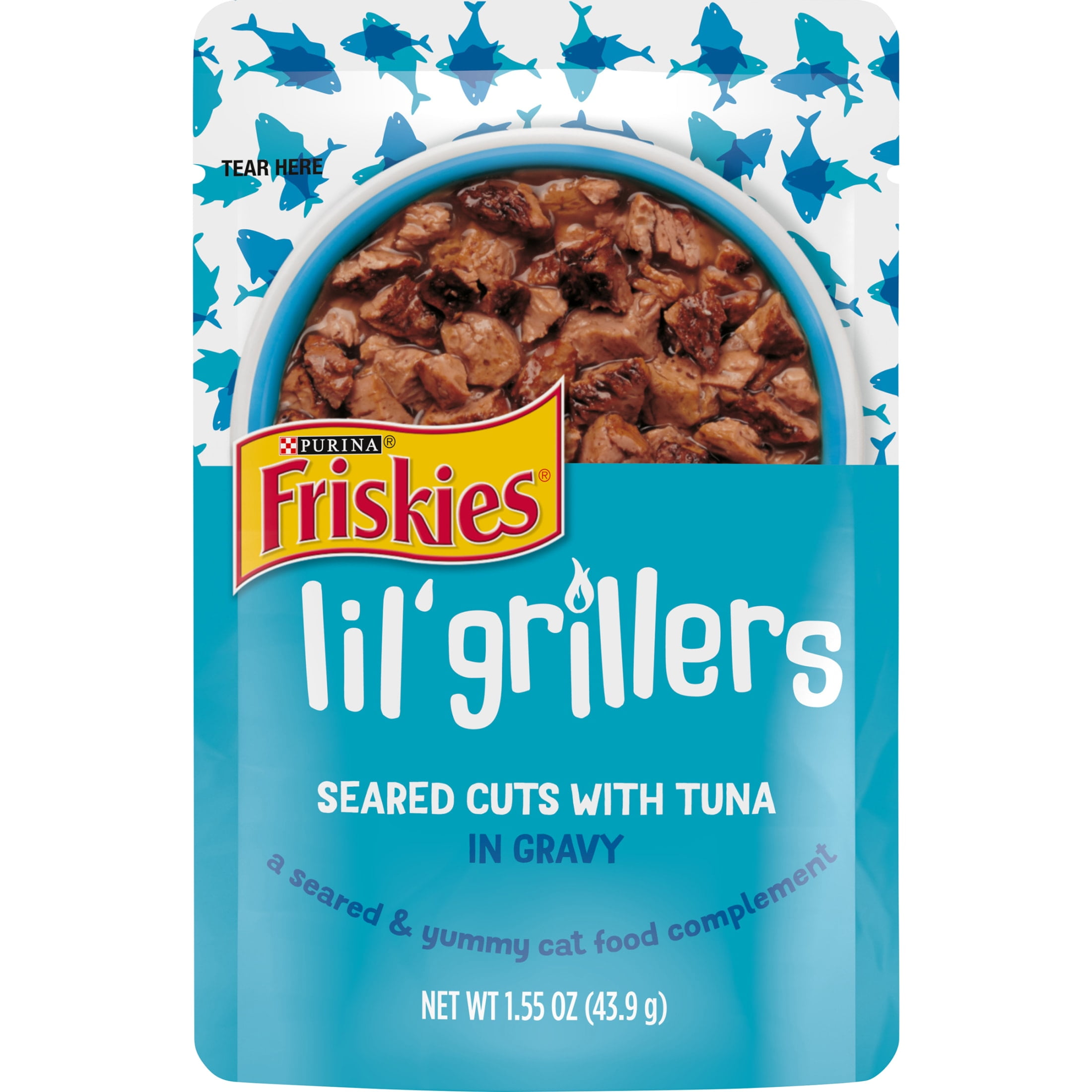 Purina Friskies Lil' Grillers Gravy Lickable Cat Treats, Soft Tuna, 1.55 oz Pouches, 16 Pack