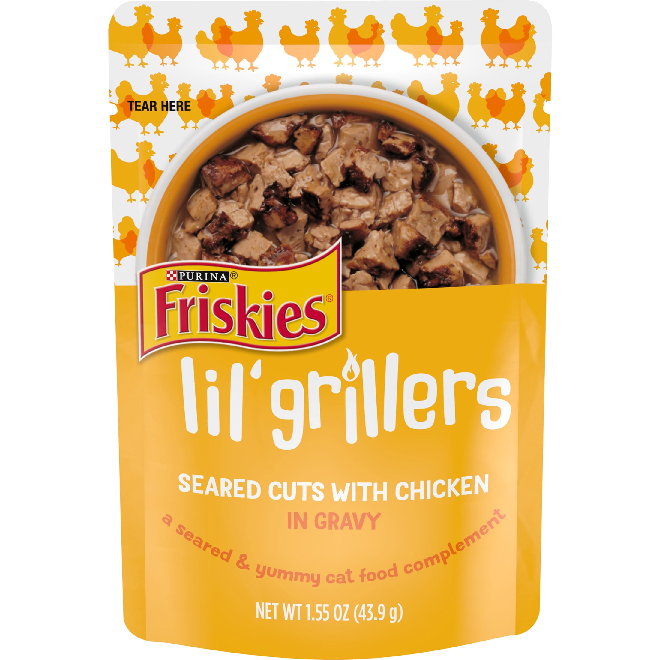 Purina Friskies Lil' Grillers Lickable Cat Treats, Soft Chicken, 1.55 oz Pouches, 16 Pack