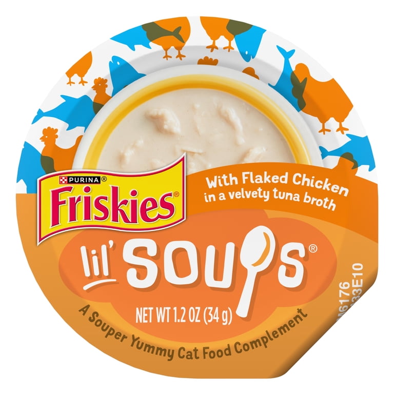 Friskies Wet Cat Food Lil' Soups Chicken in Tuna Broth 1.2 oz Tub