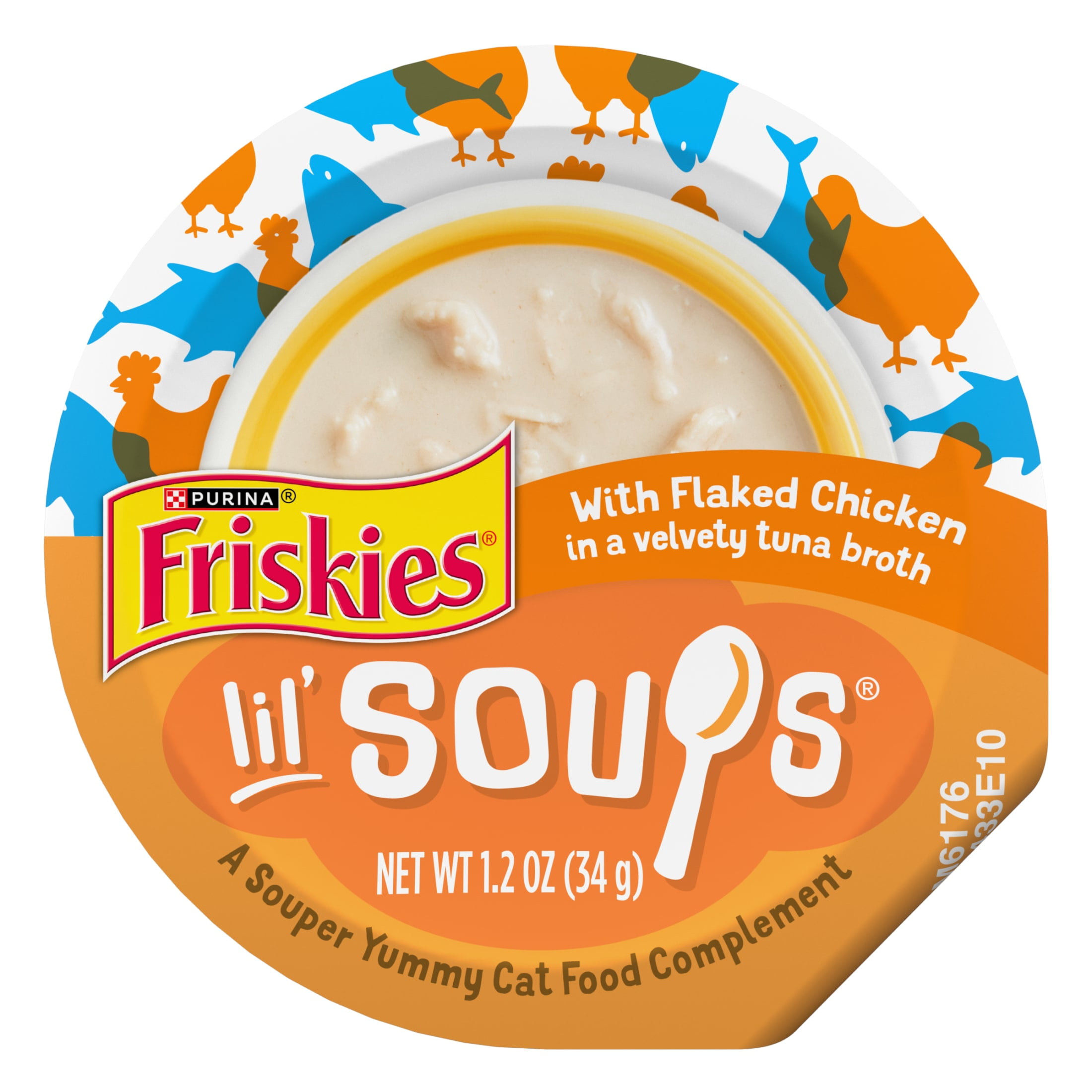 Purina Friskies Lil' Soups Chicken in Tuna Broth, Wet Cat Food, 1.2 oz Tubs, 8 Pack
