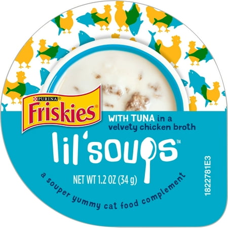 Purina Friskies Lil' Soups Lickable Cat Treats, Soft Tuna & Chicken Broth Snacks, 1.2 oz Cups (8 Pack)