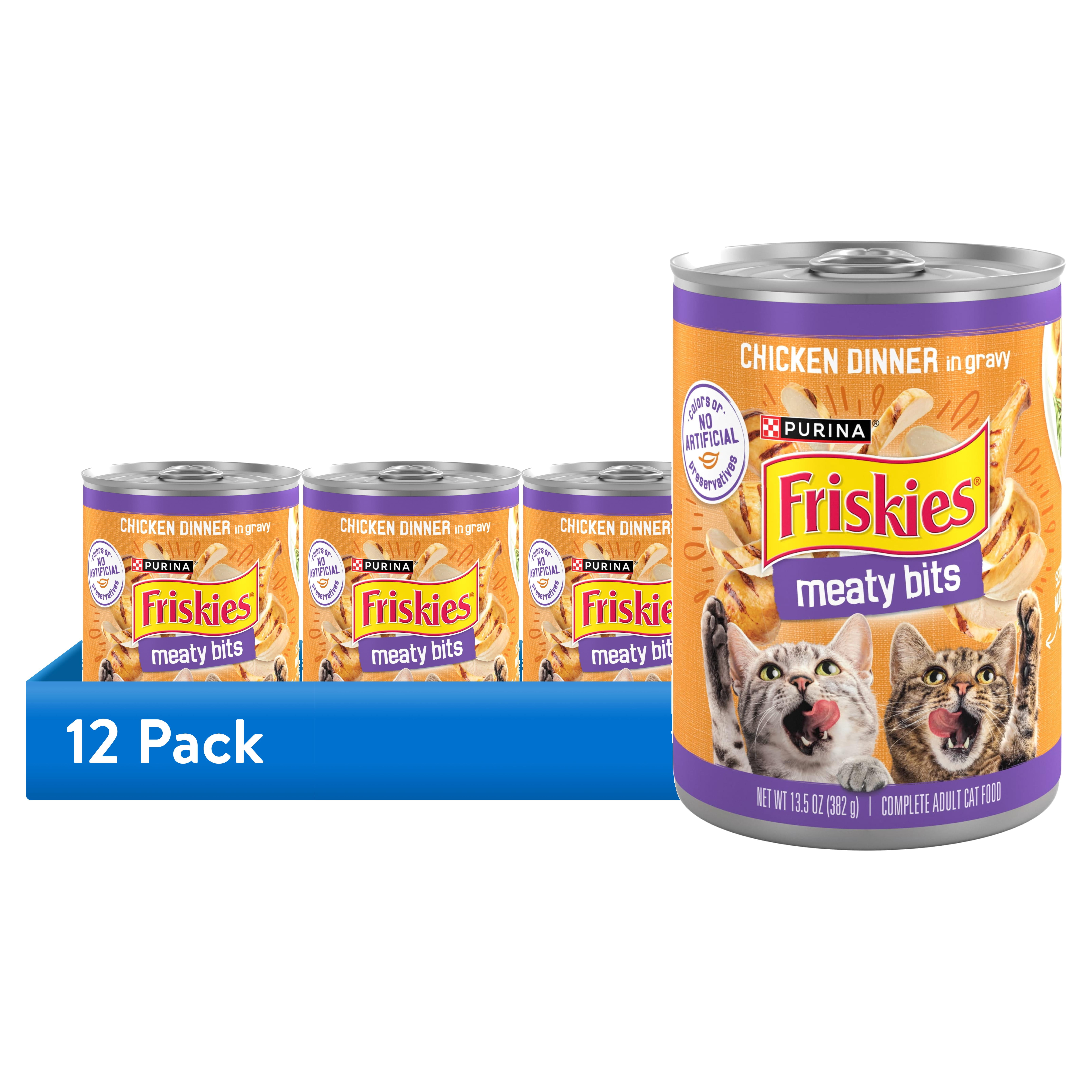 (12 pack) Purina Friskies Meaty Bits Chicken Dinner in Gravy Wet Cat Food, 13.5 oz Can