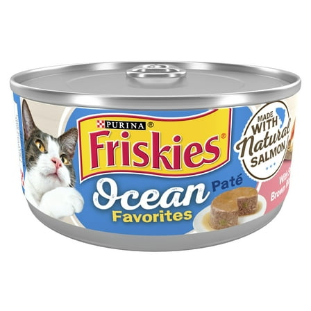 Purina Friskies Ocean Favorites Pate, Salmon, Wet Cat Food, 5.5 oz Cans, 24 Pack