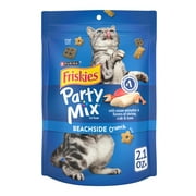 Purina Friskies Party Mix Beachside Crunch, Cat Treats, Shrimp, Crab, & Tuna, 2.1 oz Bag