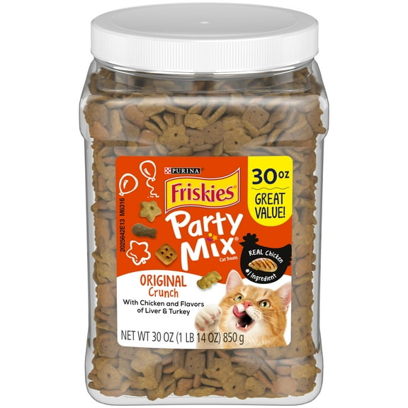 Purina Friskies Party Mix Cat Treats, Original Crunch Snacks, 30 oz. Canister