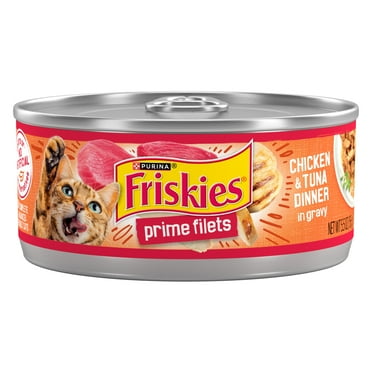 Purina Friskies Prime Filets, Chicken and Tuna Dinner in Gravy, Wet Cat Food, 5.5 oz Can