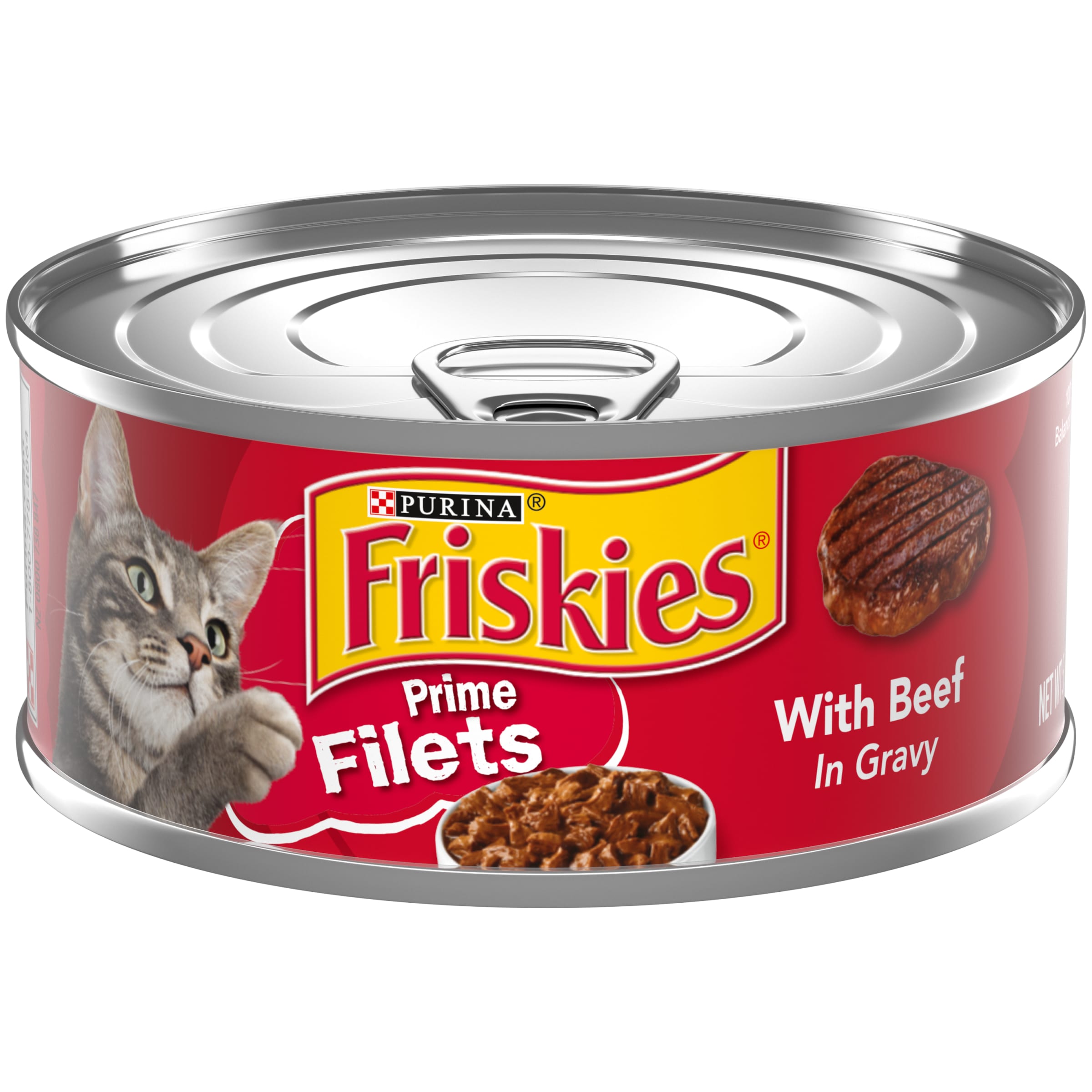 Purina Friskies Prime Filets Gravy Wet Cat Food for Adult Cats, Soft Beef, 5.5 oz Cans (24 Pack) - image 1 of 9