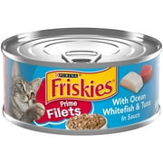 Purina Friskies Prime Filets Gravy Wet Cat Food for Adult Cats, Soft Ocean Whitefish & Tuna, 5.5 oz Can