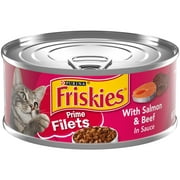 Purina Friskies Prime Filets Gravy Wet Cat Food for Adult Cats, Soft Salmon & Beef, 5.5 oz Can