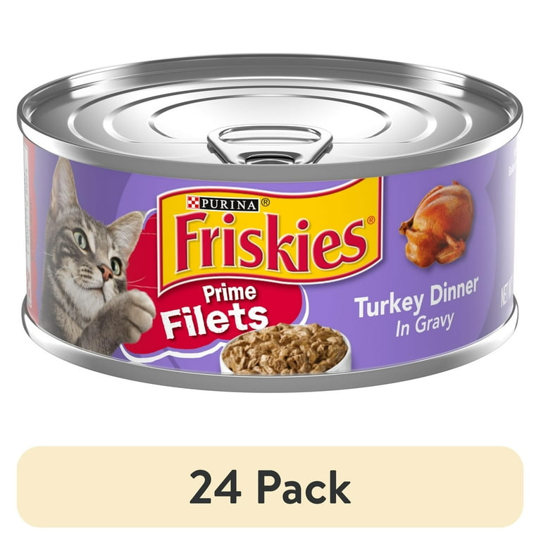 24 pack Purina Friskies Prime Filets Turkey Dinner in Gravy Wet Cat Food 5.5 oz Can