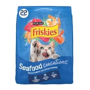 Purina Friskies Seafood Sensations Dry Cat Food Flavors of Salmon, Tuna, Shrimp and Seaweed, 22 lb Bag