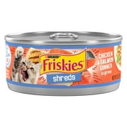 Purina Friskies Wet Cat Food Savory Shreds Chicken Salmon Dinner in Gravy, 5.5 oz Can