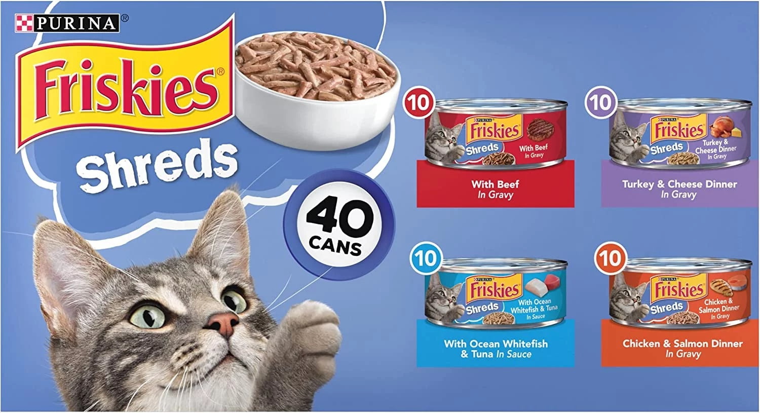 Purina Friskies Shreds Gravy Wet Cat Food Variety Pack 5.5 oz