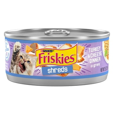 Purina Friskies Shreds Turkey and Cheese Dinner in Gravy, Wet Cat Food, 5.5 oz Can