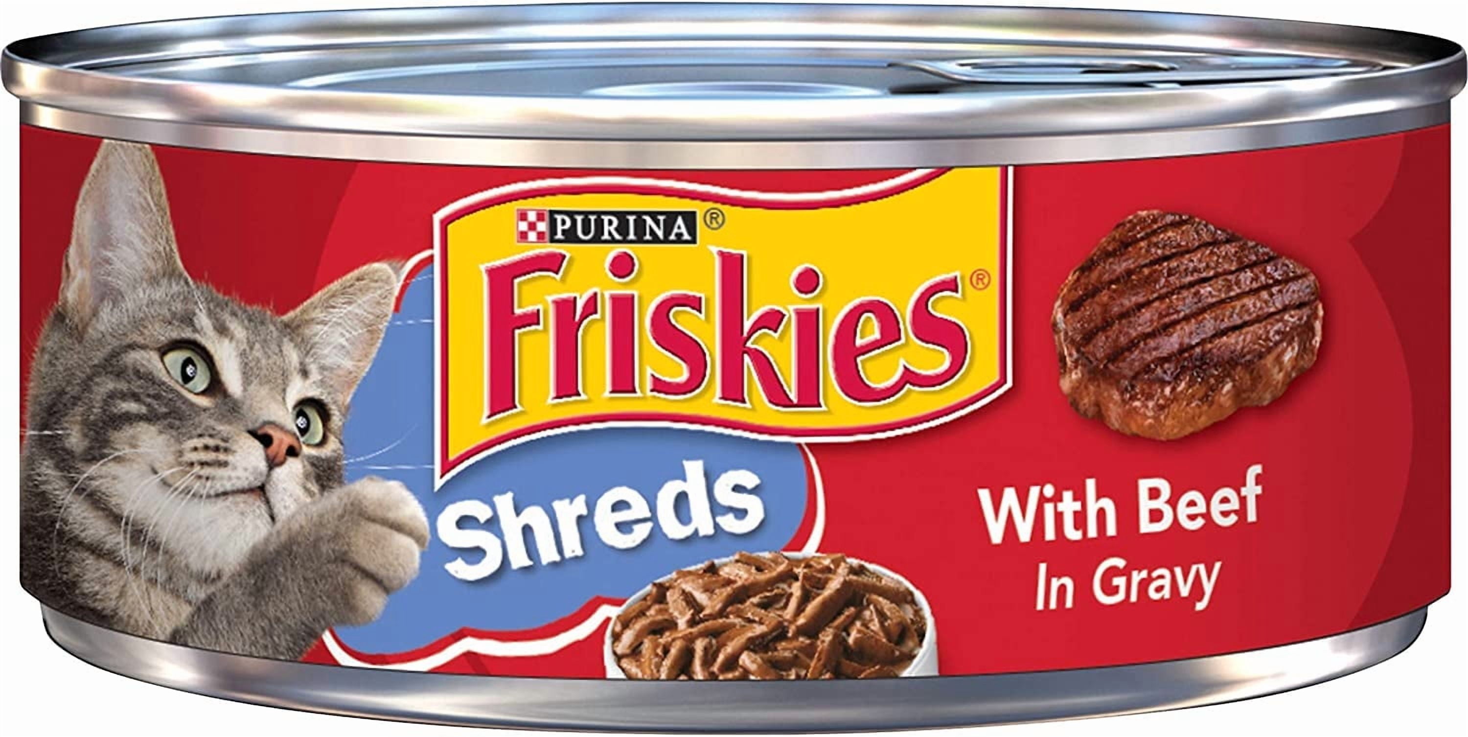 Purina Friskies Shreds Wet Cat Food, Beef Gravy, 5.5 OZ Cans 12-Count