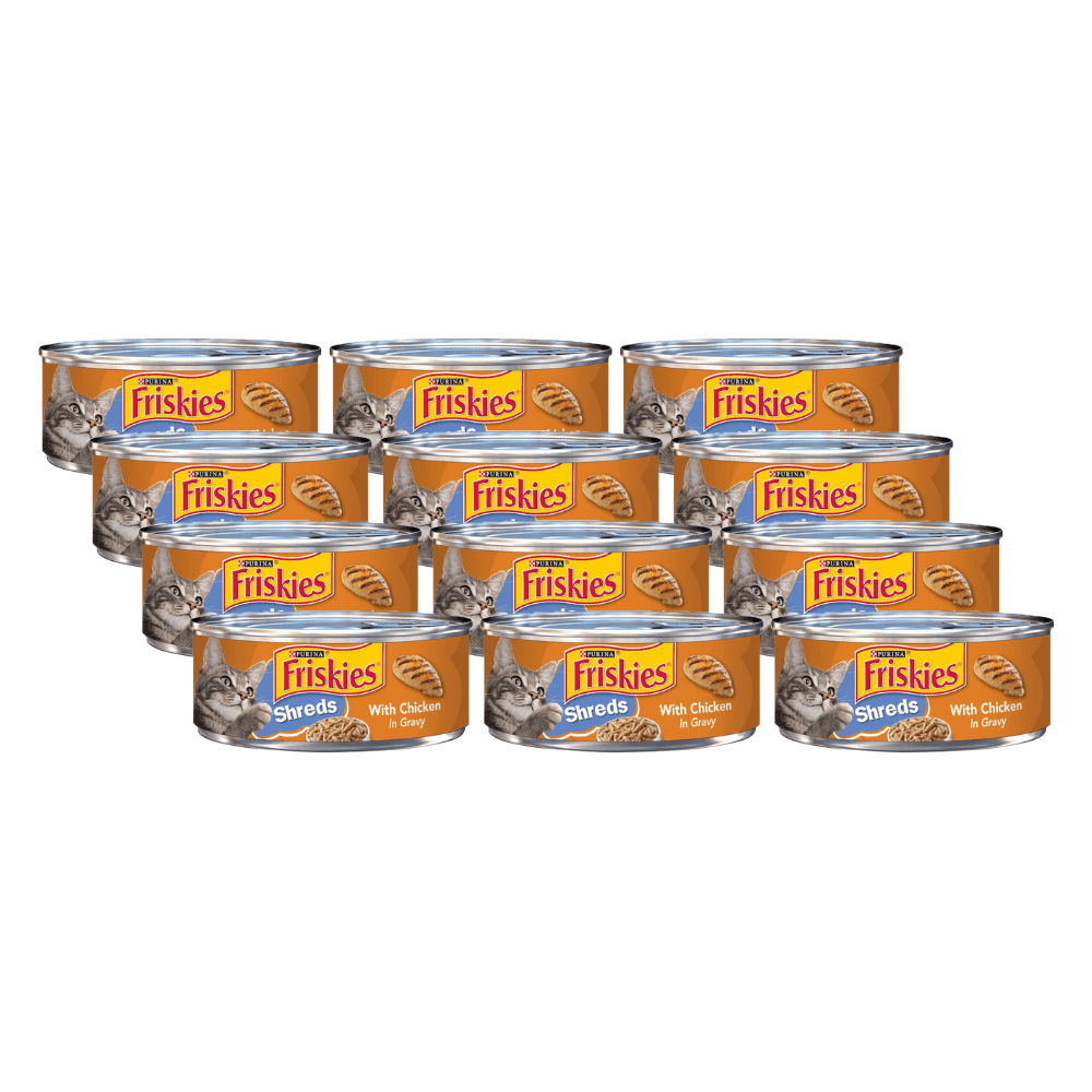 Purina Friskies Shreds Wet Cat Food With Chicken Gravy Made with Real Chicken 5.5 OZ Can Pack of 24