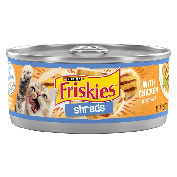 Purina Friskies Shreds, Chicken in Gravy, Wet Cat Food, 5.5 oz Can