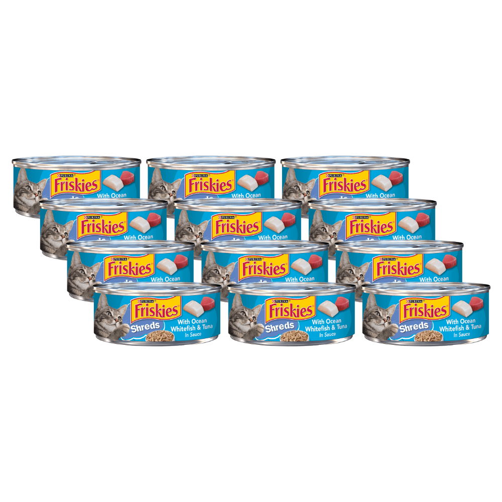 Friskies Savory Shreds Katzenfutter Mit Lachs In Sauce – 24 Dosen à 5.5oz (156g), Feuchtes Nassfutter