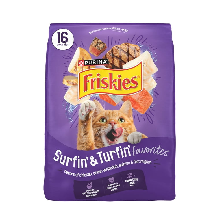 Purina Friskies Surfin' Turfin' Dry Cat Food, Chicken, Whitefish