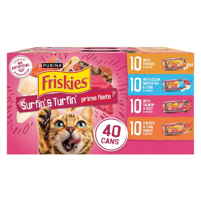 Purina Friskies Surfin and Turfin Variety Pack Wet Cat Food 5.5 oz Cans 40 Pack