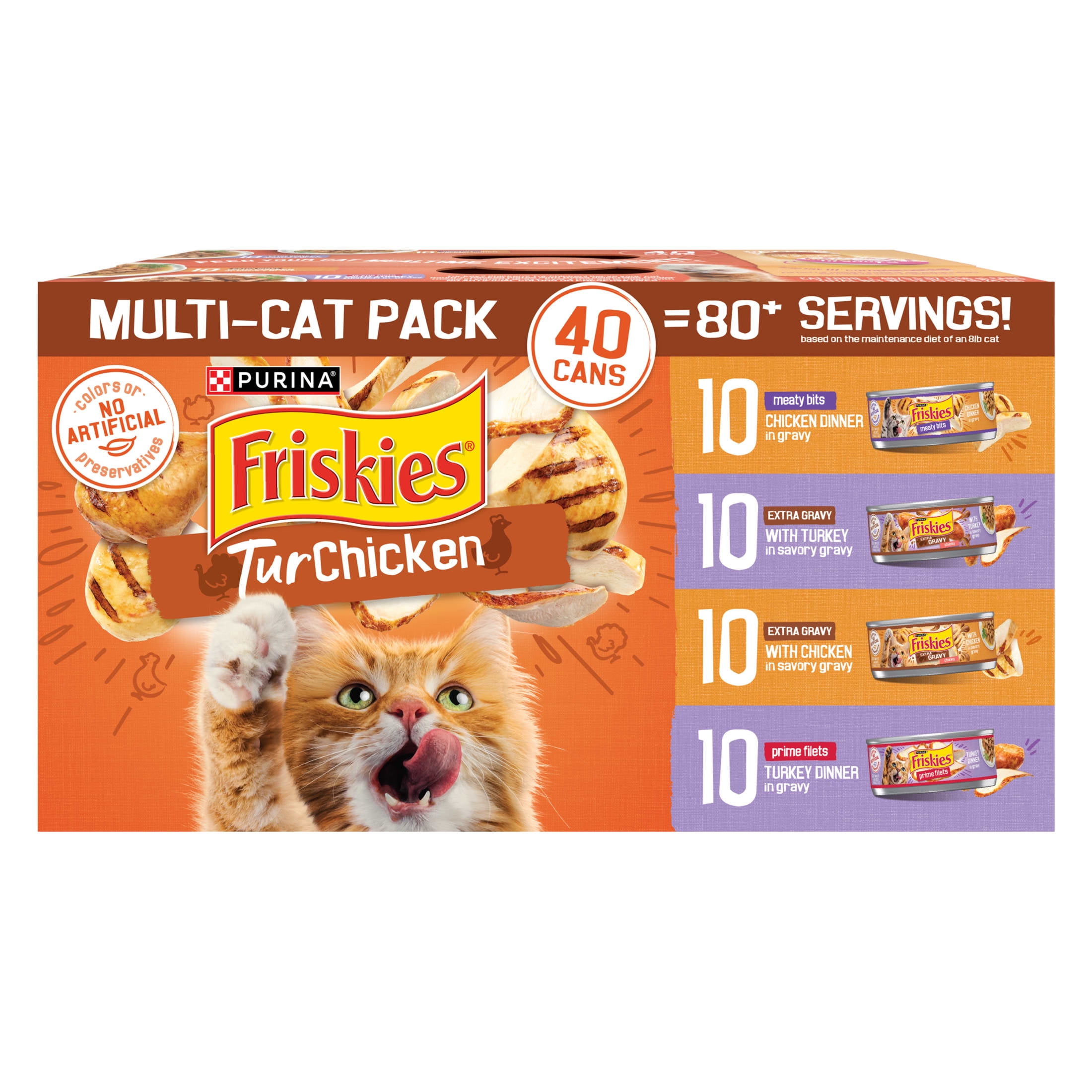 Purina Friskies Turchicken Gravy, Soft Variety Pack, Wet Cat Food, 5.5 oz Cans, 40 Pack