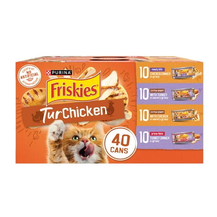 Purina Friskies Turchicken Gravy, Soft Variety Pack, Wet Cat Food, 5.5 oz Cans, 40 Pack
