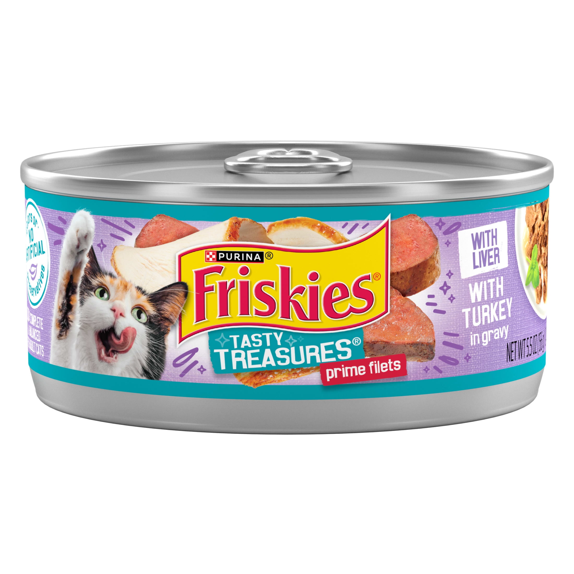 Purina Friskies Turkey, Liver, and Chicken, Wet Cat Food, 5.5 oz Cans
