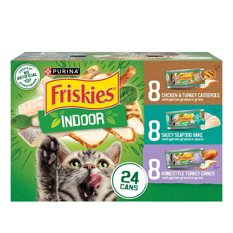 Purina Friskies Indoor Wet Cat Food Variety Pack, 24 Cans oz