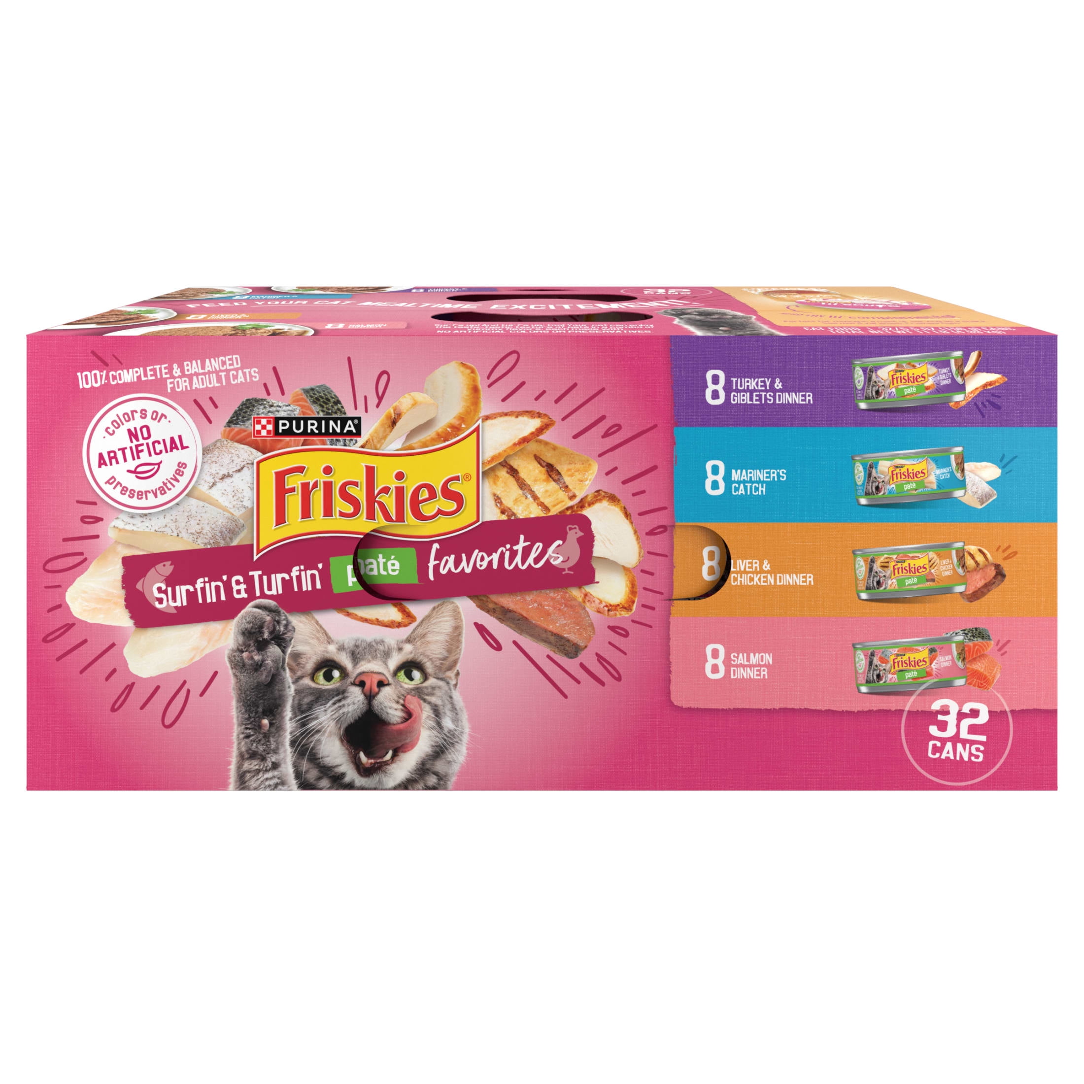 Purina Friskies Wet Cat Food Surfin' and Turfin' Pate Favorites 32ct VP