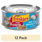 (12 pack) Purina Friskies Prime Filets, Ocean Whitefish and Tuna in Sauce, Wet Cat Food, 5.5 oz Can